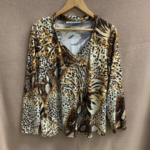 B03-Women's Simonton Says Blouse, 1X, Brown Y2K